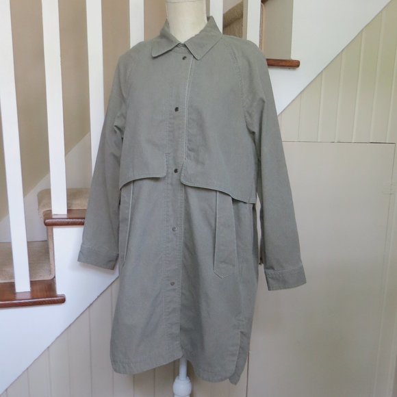 BONNIE ALEX Long Utility Jacket Coat - Womens Small - Khaki Green - Snap Closure - Picture 5 of 15